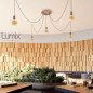 Suspension multiple 5 lampes grande rosace aluminum motif tronc d'arbre Suspension multiple 5 lampes grande rosace aluminum motif tronc d'arbre