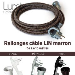 Rallonge de 2 à 10 mètres de câble textile en lin naturel marron