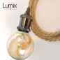 Lampe baladeuse fil jute torsadé et douille vintage perle noire avec bague pour abat-jour