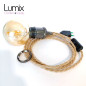 Lampe baladeuse fil jute torsadé et douille vintage perle noire avec bague pour abat-jour