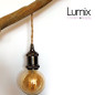 Lampe baladeuse fil jute torsadé et douille vintage perle noire avec bague pour abat-jour