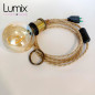 Lampe baladeuse fil jute torsadé et douille vintage dorée avec bague pour abat-jour Lampe baladeuse fil jute torsadé et douille vintage dorée avec bague pour abat-jour