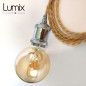 Lampe baladeuse fil jute torsadé et douille vintage chromée avec bague pour abat-jour Lampe baladeuse fil jute torsadé et douille vintage chromée avec bague pour abat-jour