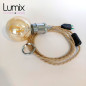 Lampe baladeuse fil jute torsadé et douille vintage chromée avec bague pour abat-jour Lampe baladeuse fil jute torsadé et douille vintage chromée avec bague pour abat-jour