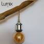 Lampe baladeuse fil jute torsadé et douille vintage chromée avec bague pour abat-jour Lampe baladeuse fil jute torsadé et douille vintage chromée avec bague pour abat-jour