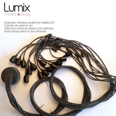 Suspension multiple de 6 à 14 lampes - montage complet sur-mesure