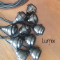 Suspension multiple de 14 lampes - Rosace bois massif - Montage complet sur-mesure