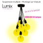 Suspension multiple de 14 lampes - Rosace bois massif - Montage complet sur-mesure