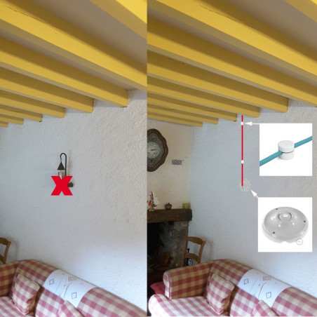COMMANDE PRIVÉE - 1 suspension simple et 1 suspension guirlande 4 lampes douille porcelaine - voir descriptif