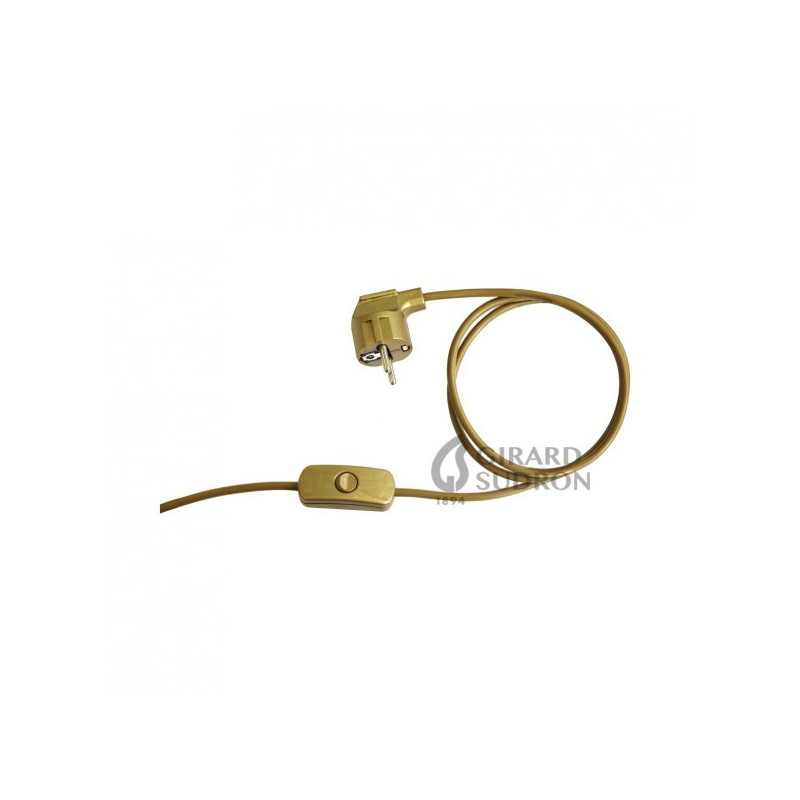 Cordon plastique fiche deux poles + terre (Euro Schuko) et interrupteur 2m Or Cordon plastique fiche deux poles + terre (Euro Schuko) et interrupteur 2m Or
