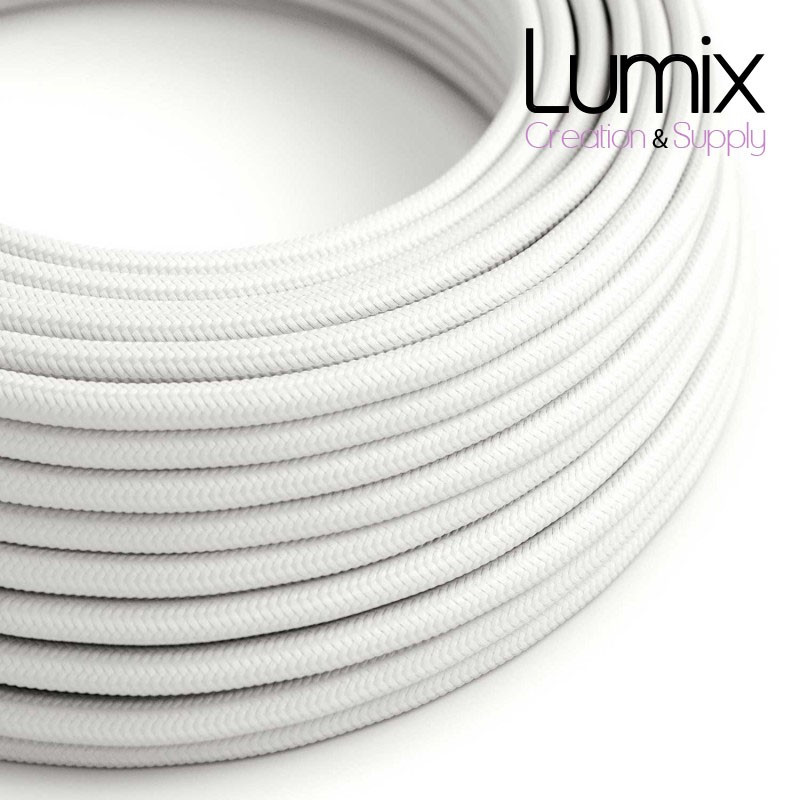 Câble textile 2 x 0,75 mm2 Blanc effet soie Câble textile 2 x 0,75 mm2 Blanc effet soie