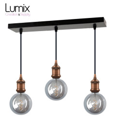 Suspension FIX MULTIPLE douille vintage E27 bagues - Pavillon rectangulaire 470 mm