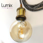 Lampe baladeuse fil rond en lin naturel anthracite et douille vintage dorée avec bague pour abat-jour Lampe baladeuse fil rond en lin naturel anthracite et douille vintage dorée avec bague pour abat-jour