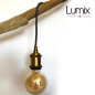 Lampe baladeuse fil rond en lin naturel anthracite et douille vintage dorée avec bague pour abat-jour Lampe baladeuse fil rond en lin naturel anthracite et douille vintage dorée avec bague pour abat-jour