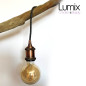 Lampe baladeuse fil rond en lin naturel anthracite et douille vintage cuivre avec bague pour abat-jour Lampe baladeuse fil rond en lin naturel anthracite et douille vintage cuivre avec bague pour abat-jour