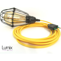 Lampe baladeuse E27 (à vis) à personnaliser - câble textile, douille bakélite avec cage acier