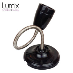 Lampe Porcelaine Noire en plafonnier ou en applique murale - avec gaine flexible