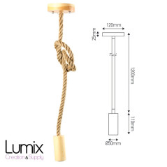Suspension gros cordage chanvre avec douille E27