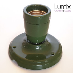 Lampe Porcelaine verte en plafonnier ou en applique murale