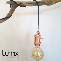 Lampe à suspendre douille vintage Cuivre à interrupteur rotatif intégré