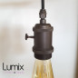 Lampe à suspendre douille vintage métal noir satiné à interrupteur rotatif intégré Lampe à suspendre douille vintage métal noir satiné à interrupteur rotatif intégré