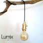 Lampe à suspendre douille vintage métal dorée à interrupteur rotatif intégré Lampe à suspendre douille vintage métal dorée à interrupteur rotatif intégré
