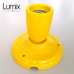 Lampe Porcelaine Jaune en plafonnier ou en applique murale
