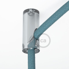 Suspension DUO câble textile et douille vintage bakélite à bagues