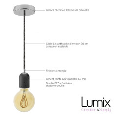 Suspension simple douille ciment finition chromée