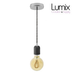 Suspension simple douille ciment noir finition chromée