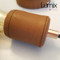Suspension 1 lampe rosace et porte-douille bois et cuir Suspension 1 lampe rosace et porte-douille bois et cuir