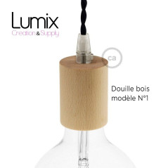 PRIVÉE - cable 2 m Jute avec porte-douille volante en bois