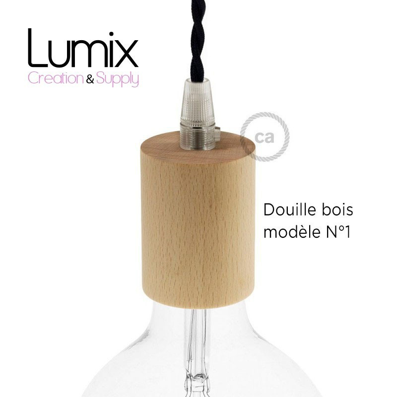 PRIVÉE - cable 2 m Jute avec porte-douille volante en bois PRIVÉE - cable 2 m Jute avec porte-douille volante en bois