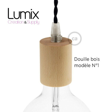 PRIVÉE - cable 2 m Jute avec porte-douille volante en bois