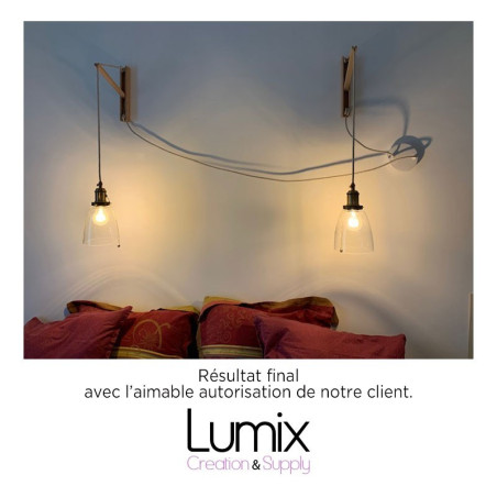 Système de fixation au mur réglable en bois pour lampe baladeuse