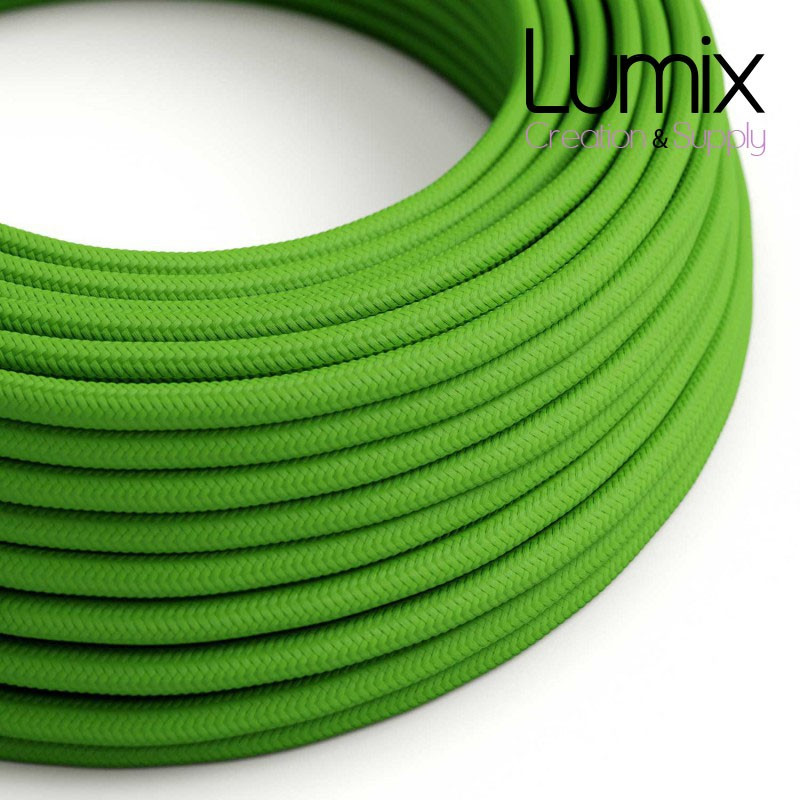 Câble textile 2 x 0,75 mm2 Vert Lime effet soie Câble textile 2 x 0,75 mm2 Vert Lime effet soie