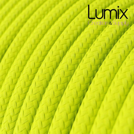 Câble textile 2 x 0,75 mm2 Jaune FLUO effet soie