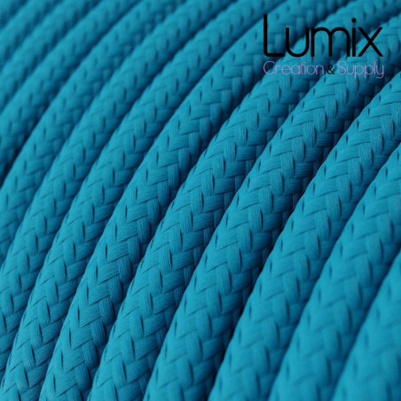 Câble textile 2 x 0,75 mm2 bleu turquoise effet soie