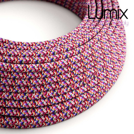 Câble textile 2 x 0,75 mm2 Fuchsia PIXEL effet soie