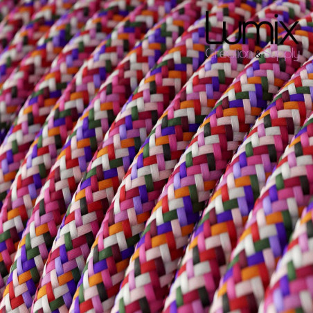 Câble textile 2 x 0,75 mm2 Fuchsia PIXEL effet soie