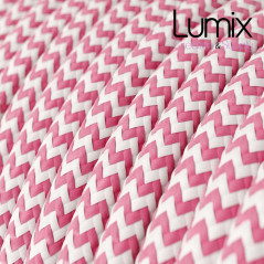 Câble textile 2 x 0,75 mm2 Zig-Zag Fuchsia effet soie