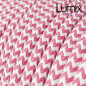 Câble textile 2 x 0,75 mm2 Zig-Zag Fuchsia effet soie