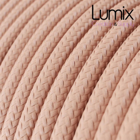 Câble textile 2 x 0,75 mm2 Rose clair effet soie