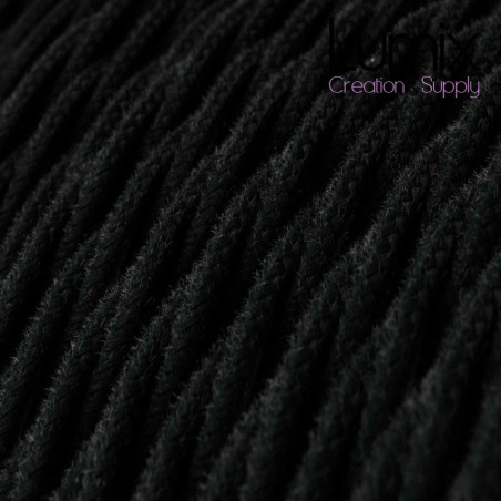 Câble textile torsadé 2 x 0,75 mm2 Noir coton