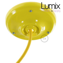 Rosace porcelaine jaune pour raccordement électrique au plafond - pavillon porcelaine style vintage