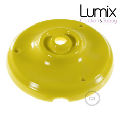 Rosace porcelaine jaune pour raccordement électrique au plafond - pavillon porcelaine style vintage