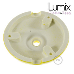 Rosace porcelaine jaune pour raccordement électrique au plafond - pavillon porcelaine style vintage