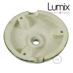 Rosace porcelaine peinte en vert pour raccordement électrique au plafond - pavillon porcelaine style vintage