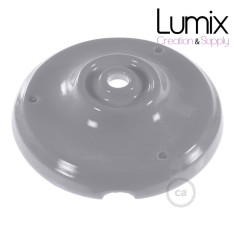 Rosace porcelaine peinte en gris clair pour raccordement électrique au plafond - pavillon porcelaine style vintage