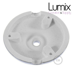 Rosace porcelaine peinte en gris clair pour raccordement électrique au plafond - pavillon porcelaine style vintage